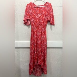 ABEL THE LABEL Printed Smocked Waist High Low Maxi Dress Size Small